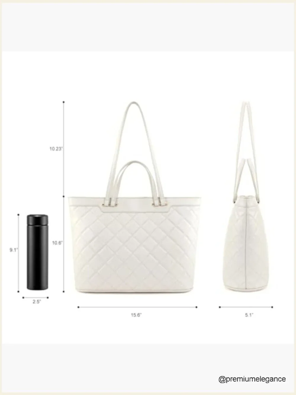 Large Quilted Vegan Leather Hobo Tote Bag with Top Zipper, Fits 13